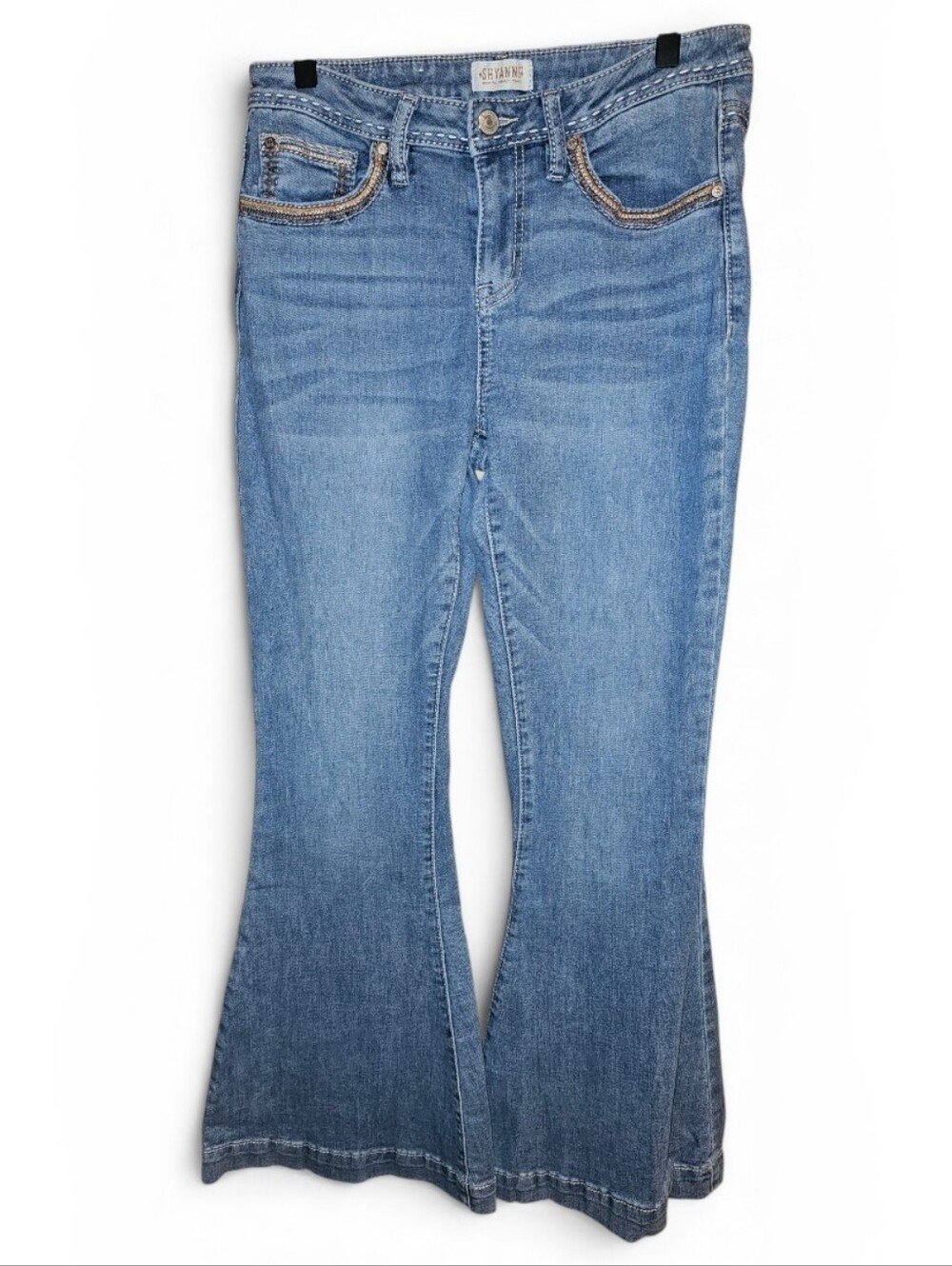 SHYANNE Embroidered Detail Western Super Flare Jeans - Size 30